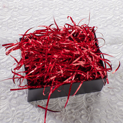 Laser bright colored silk gift box with hand gift, candy box with padding and dazzling colored silk raffiti grass