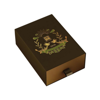 Customized high-end perfume packaging box drawer type cosmetics packaging hot gold color box embossing mask drawer box