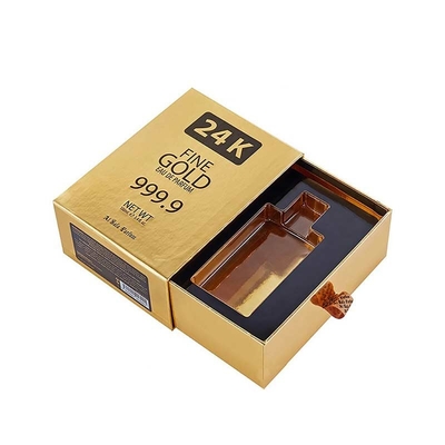 Customized high-end perfume packaging box drawer type cosmetics packaging hot gold color box embossing mask drawer box