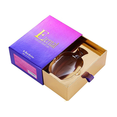 Customized high-end perfume packaging box drawer type cosmetics packaging hot gold color box embossing mask drawer box