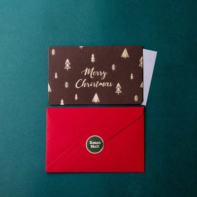 Christmas foil gift Greeting card Custom English card with envelope message card