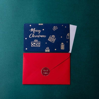 Christmas foil gift Greeting card Custom English card with envelope message card