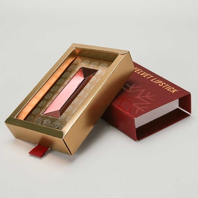 Custom lipstick drawer box Silver cardstock lipstick box pull-out box Custom gift with hand gift packing box