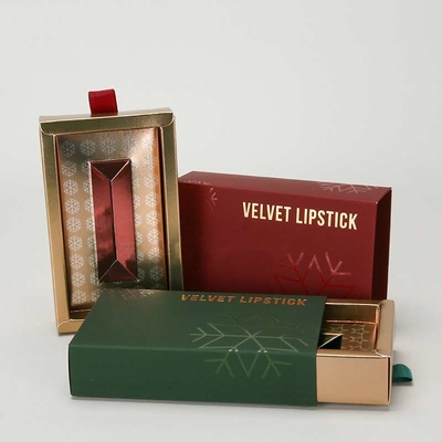 Custom lipstick drawer box Silver cardstock lipstick box pull-out box Custom gift with hand gift packing box