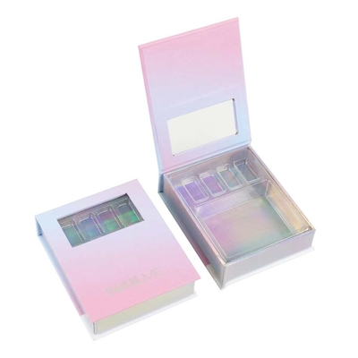 Magnetic clamshell gift box Cosmetic Nail Art box Custom printed holographic effect box with transparent window box